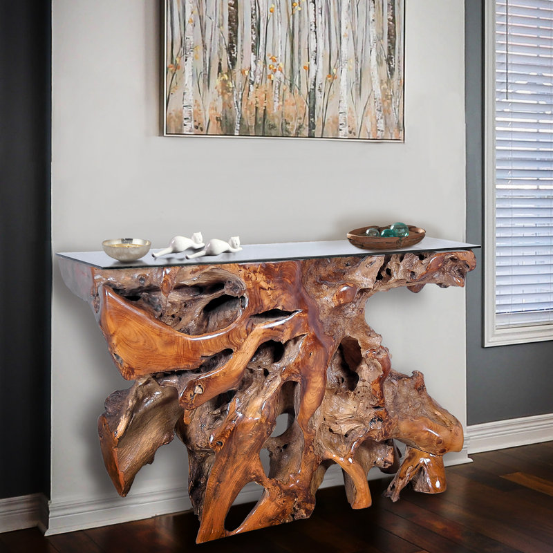 Helvig 48 Glass Top Console Table